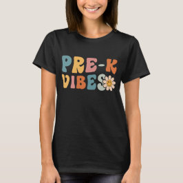 Camiseta 1º Dia De Aula Vibes Pré-K Aluno Professor criança