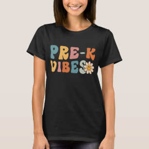 Camiseta 1º Dia De Aula Vibes Pré-K Aluno Professor criança