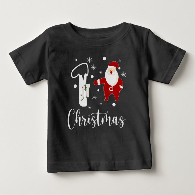 Camiseta 1º Natal Papai Noel Bonito Natal Moderno Bebê (Frente)