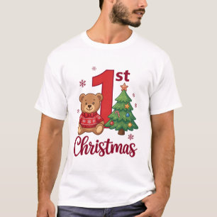 Camiseta 1º Urso de Natal Árvore Flocos de Neve_1
