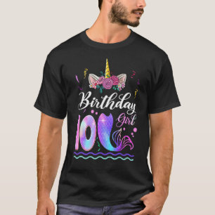 Camiseta 10ª Menina de Aniversário Sereia da Unicórnio 10 A