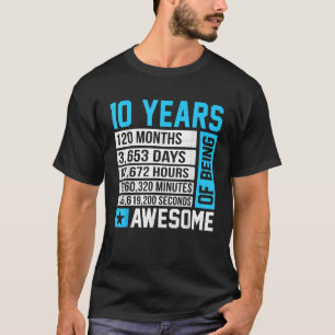 Camiseta 10º aniversário 10 anos de ser incrível