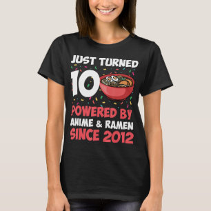 Camiseta 10º aniversário Anime Kawaii Ramen de 10 anos