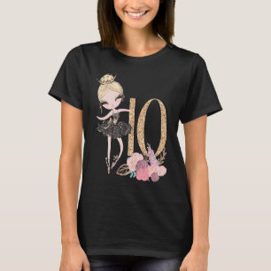 Camiseta 10º Aniversário Ballerina Dez Dígitos Duplos Kids