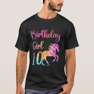 Camiseta 10º Aniversário Cavalo de 10 Anos Menina Horas de