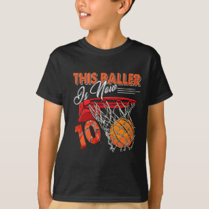 Camiseta 10º Aniversário de Basquete Diversão 10 Anos Crian