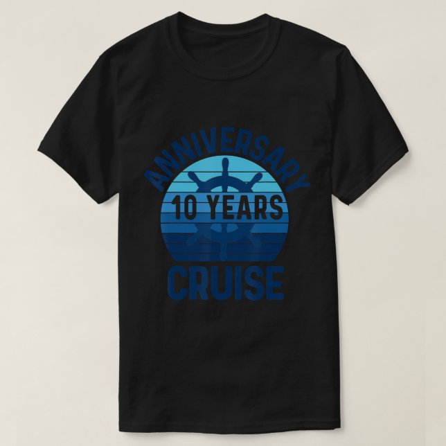 Camiseta 10º aniversário do casamento Cruise 10 anos Casais (Frente do Design)