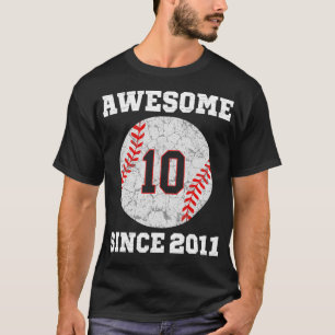 Camiseta 10º Aniversário do Lover Baseball Presente 10 Anos