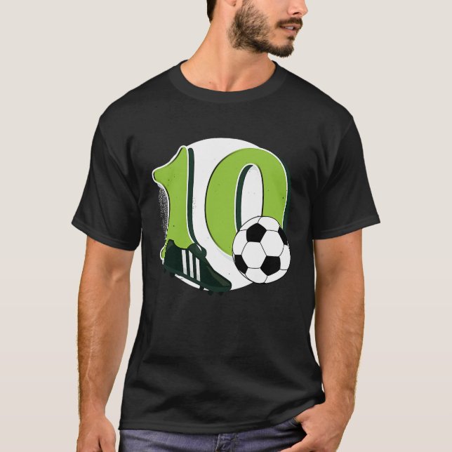 Camiseta 10º Aniversário Futebol de 10 Anos Menino Grande G (Frente)
