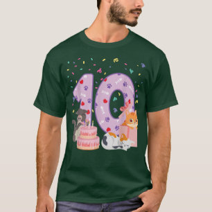 Camiseta 10º Aniversário Garota Bonita Roupa de Gato de 10