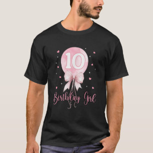 Camiseta 10º aniversário Garota Coquete Arco Rosa Balão 10