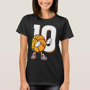 Camiseta 10º Aniversário Jogador de Basquete Dabbing 10 Ano