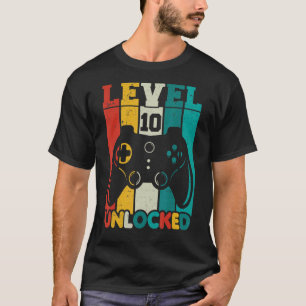 Camiseta 10º Aniversário Nível 10 Desbloqueado 10 Anos Vi