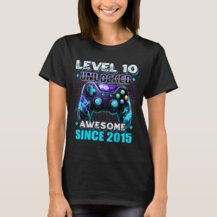 Camiseta 10º Aniversário Nível 10 Jogador 10 anos Vídeo Gam