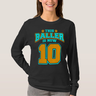 Camiseta 10º Aniversário Para Garoto Que Basquete Tem 10 An