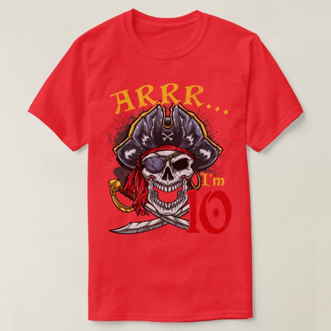 Camiseta 10º Aniversário Pirata 10 (Frente do Design)