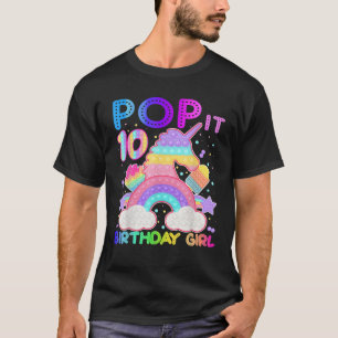 Camiseta 10º Aniversário Pop It Unicorn Fidget Toy 10 Anos