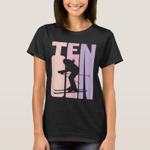 Camiseta 10º Aniversário Rapariga Retro Esqui Skier 10 Anos