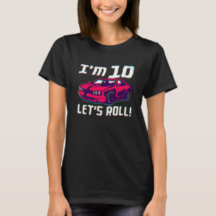 Camiseta 10º Aniversário, Rapazes De Automóveis Com 10 Anos