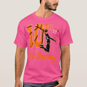 Camiseta 10º Aniversário Tema De Basquete De 10 Anos
