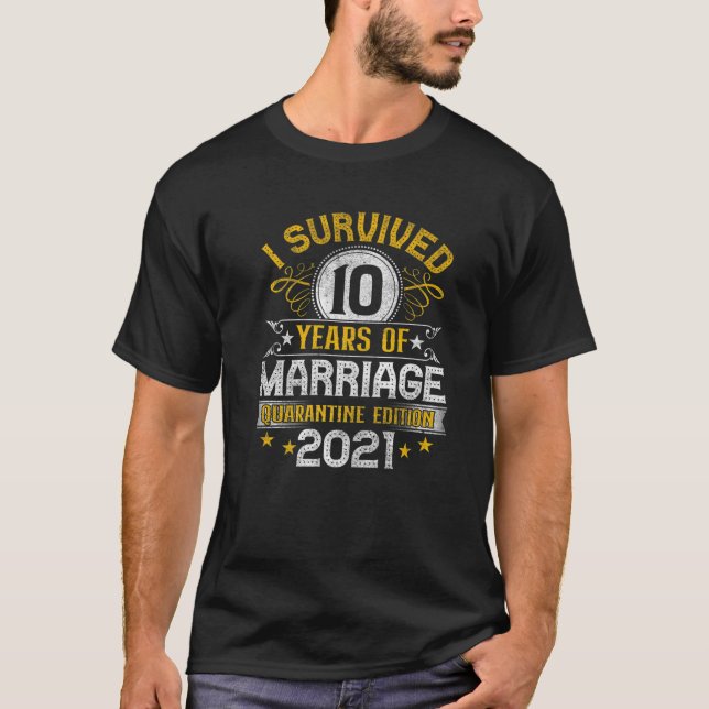 Camiseta 10º Presente De Quarentena De Casamento De 10 Anos (Frente)