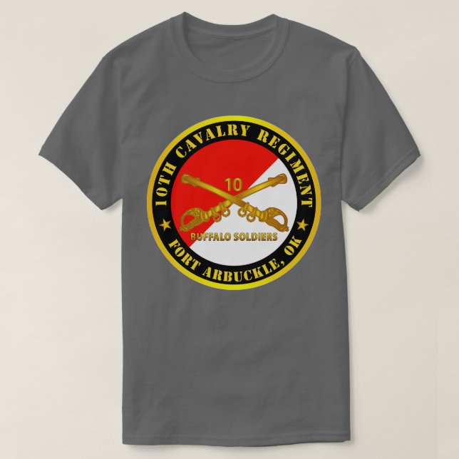Camiseta 10º Regimento de Cavalaria Fort Arbuckle OK Buffal (Frente do Design)