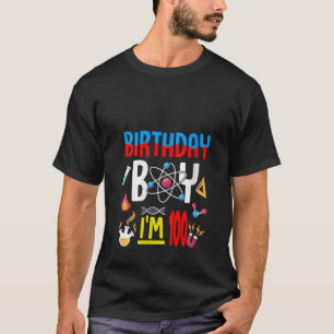 Camiseta 100º Aniversário Meninos Ciência Tema 100 Anos Ol