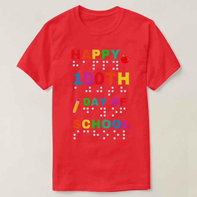Camiseta 100º Dia da Escola Braille Cega Visualmente Impar (Frente do Design)