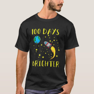Camiseta 100º Dia Da Escola Estrelas Foguete Espacial Para