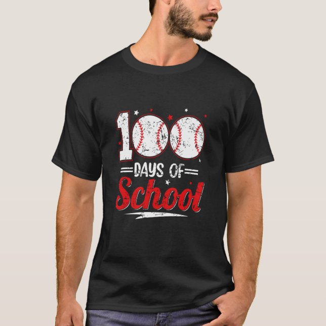Camiseta 100º Dia da Escola Professores de Basebol Rapaz (Frente)