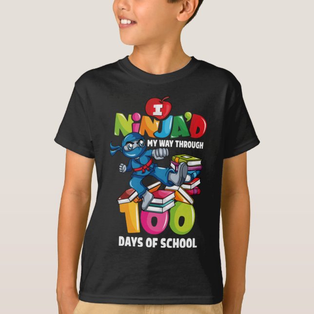 Camiseta 100º Dia da Escola Professores Ninja 100 Dias (Frente)