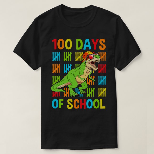 Camiseta 100º Dia da Juventude em Dinossauro Escolar (Frente do Design)
