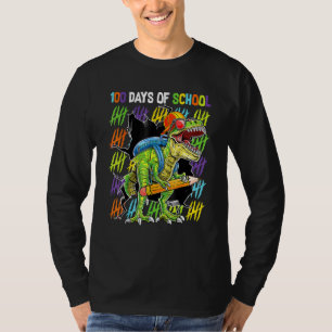 Camiseta 100º Dia De Aula Dinossauro Rex Dino Meninos Crian
