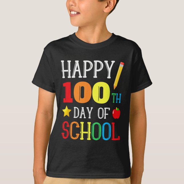Camiseta 100º Dia De Aula Professor Juventude Crianças Feli (Frente)