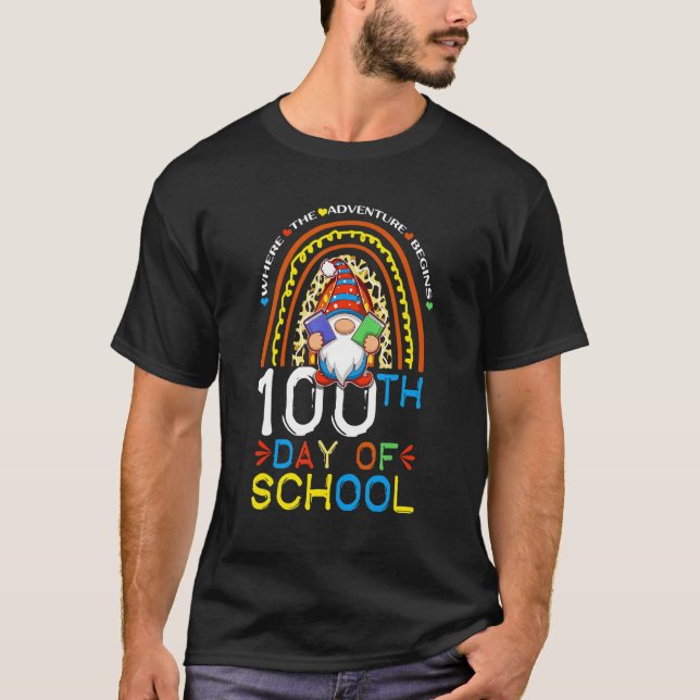 Camiseta 100º Dia de Aula Professor Onde Começa a Aventura (Frente)