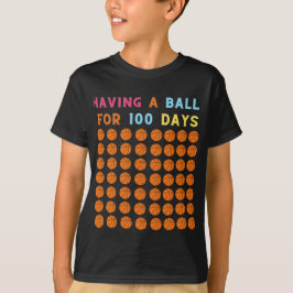Camiseta 100º Dia de Engraçado na Escola tendo Uma Bola Por