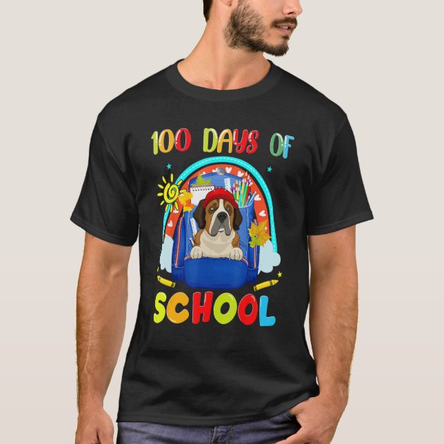 Camiseta 100º Dia de Escola Amantes do Cão São Bernardo Pro (Frente)