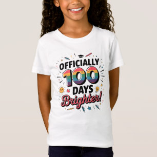 Camiseta 100º Dia de Escola, Oficialmente 100 Dias Mais Bri