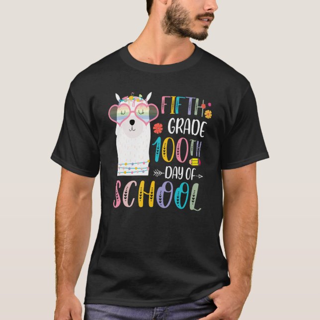 Camiseta 100º dia de Escola Sem Prob Llama 100 Dias De Fift (Frente)