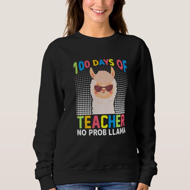 Camiseta 100º dia de escola Sem Prob Llama 100 dias Mais Es (Frente)