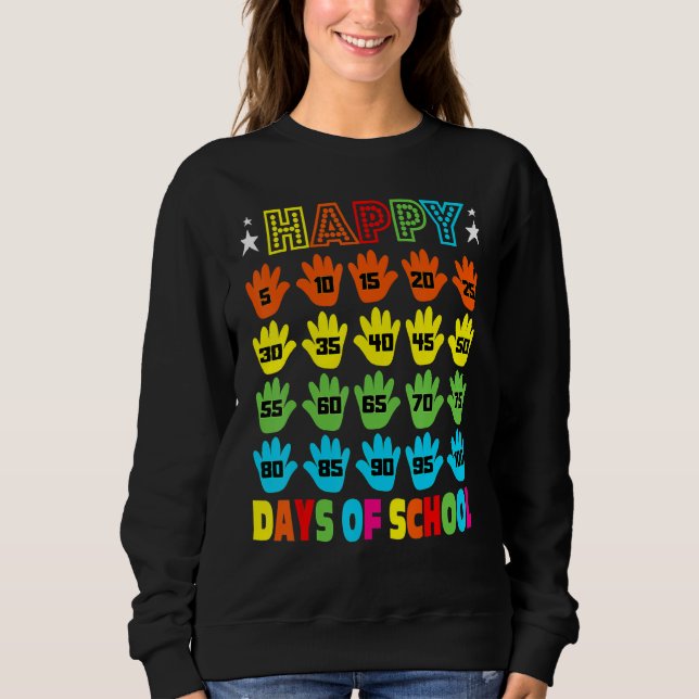 Camiseta 100º Dia De Figuras Escolares Para Crianças Menina (Frente)
