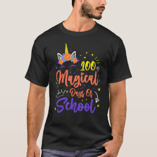 Camiseta 100º Dia de Menina Escolar 100 Dias Mágicos Unicór