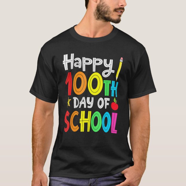 Camiseta 100º Dia De Professores Crianças Criança Feliz 100 (Frente)
