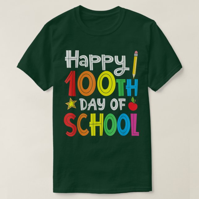 Camiseta 100º Dia de Professores Crianças Feliz 100 (Frente do Design)