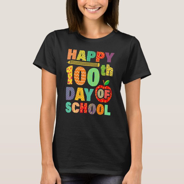 Camiseta 100º Dia de Professores Crianças Feliz 100 (Frente)