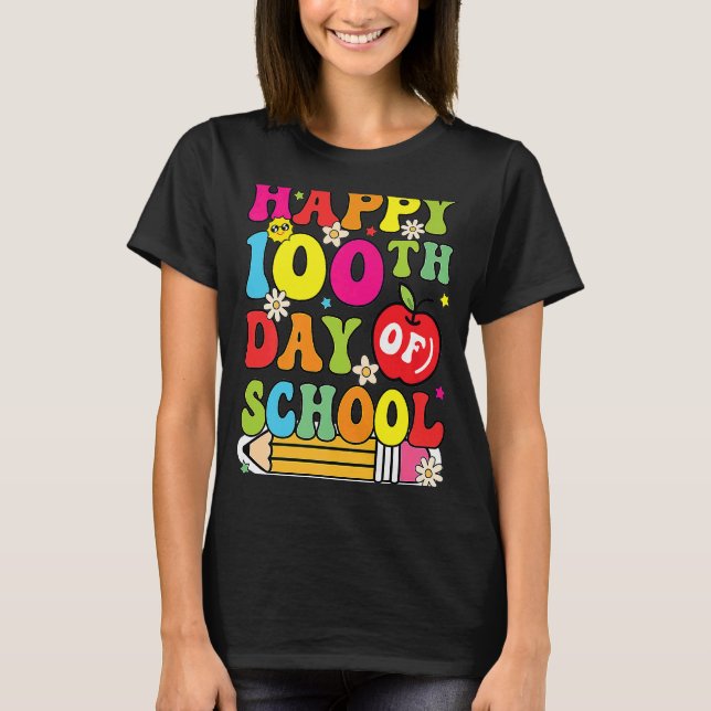 Camiseta 100º Dia de Professores Crianças Feliz 100 (Frente)