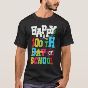 Camiseta 100º Dia de Professores Crianças Feliz 100