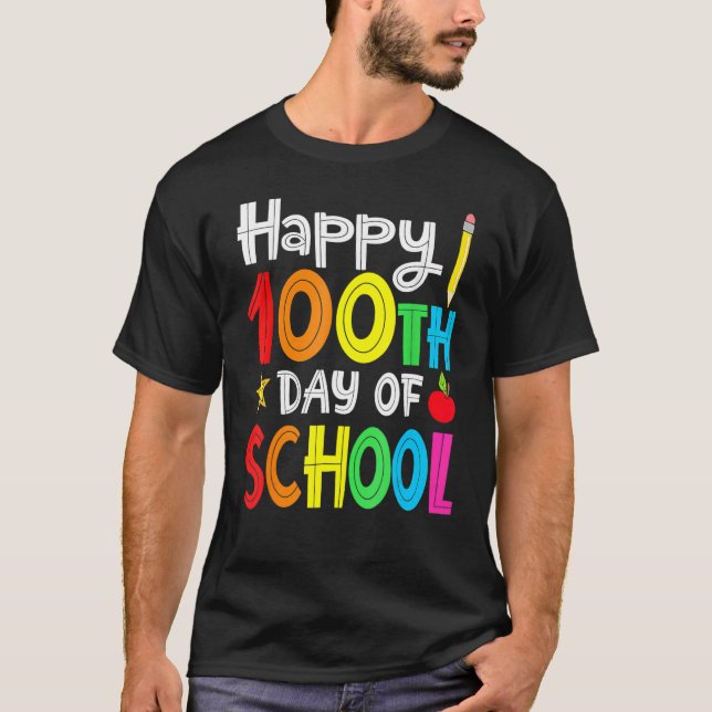 Camiseta 100º Dia de Professores Crianças Filho Feliz 100  (Frente)