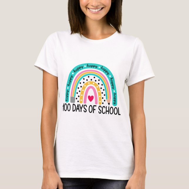 Camiseta 100º Dia De Professores Do Ensino - 100 Dias Mais  (Frente)