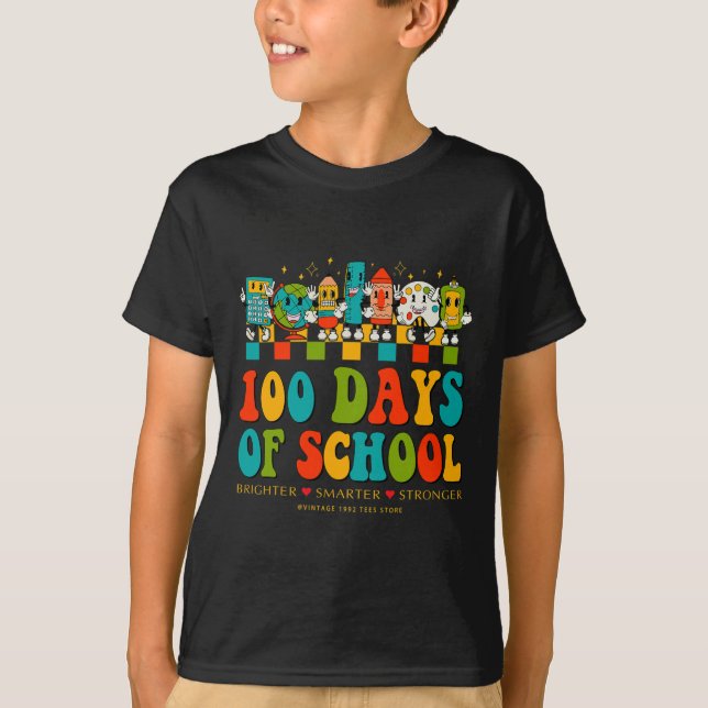 Camiseta 100º Dia de Professores Escolares Brighter Smarter (Frente)